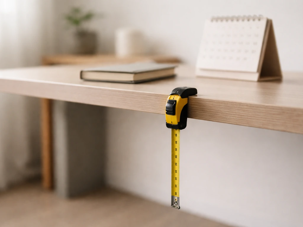 Measuring tape on a desk beside a closed notebook, symbolizing remaining growth potential and time.