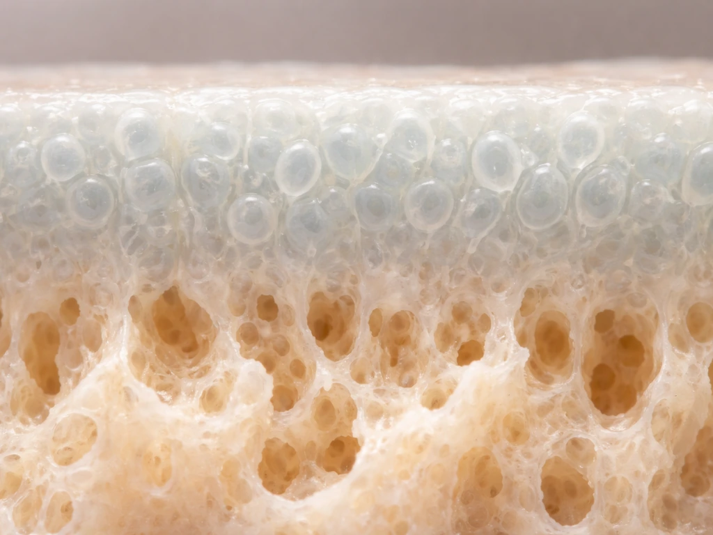 Macro view of a growth plate showing cartilage transitioning into mineralized bone.