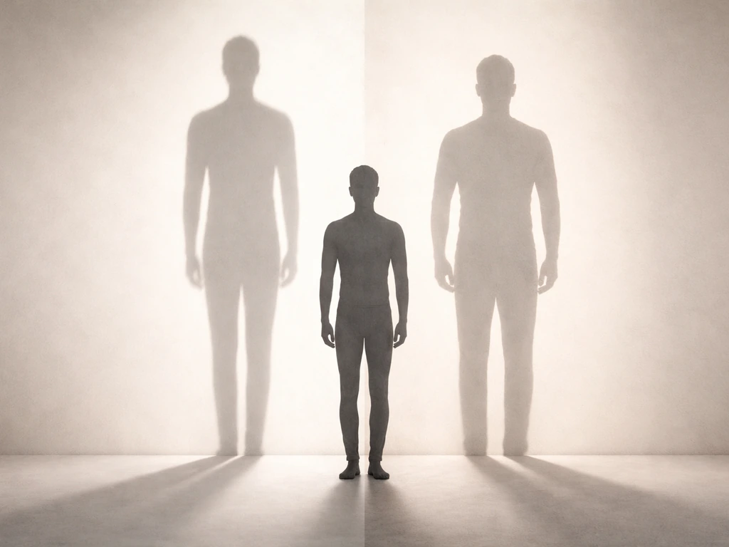 Minimal split image showing two diverging growth scenarios next to a simple body silhouette.