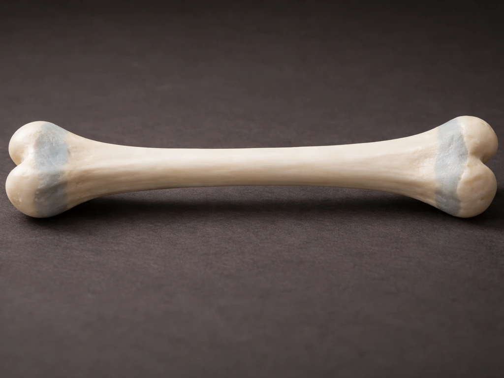 Realistic long bone model showing cartilage growth plates near both ends