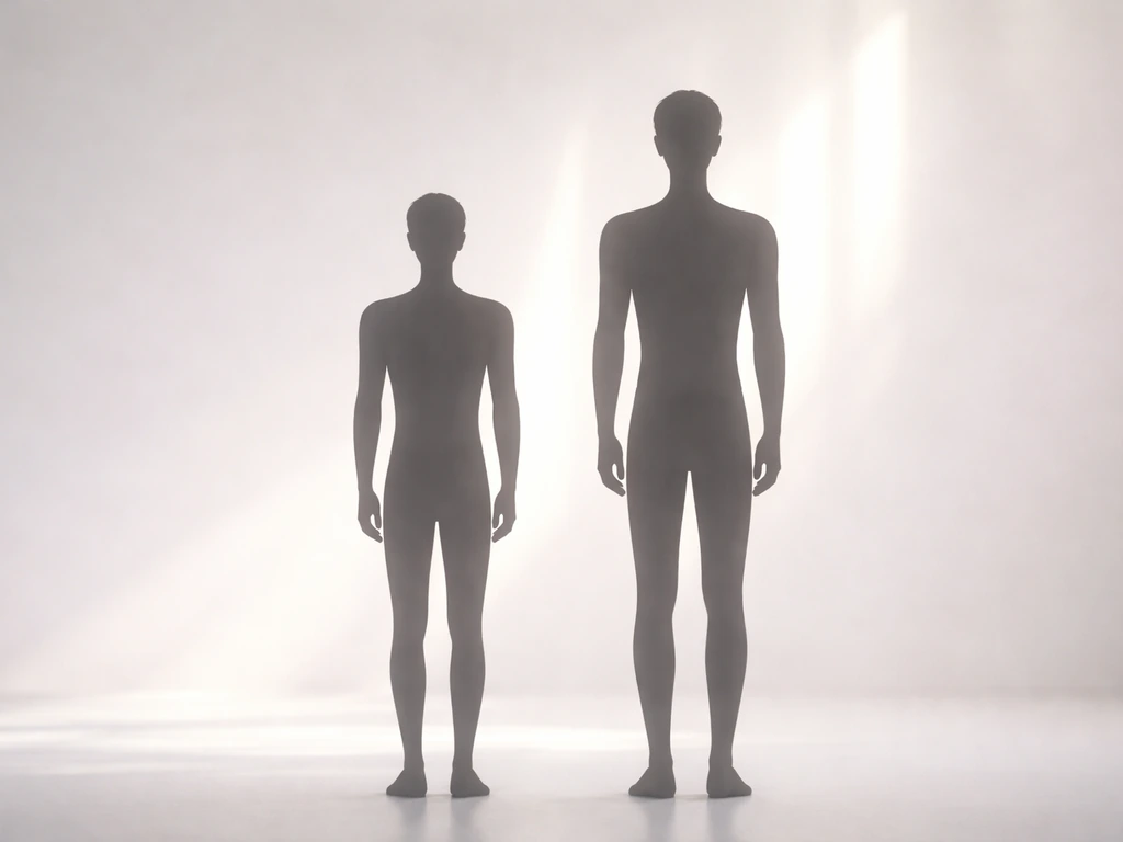 Two generic side-by-side silhouettes showing short vs taller height growth concept in soft natural light.