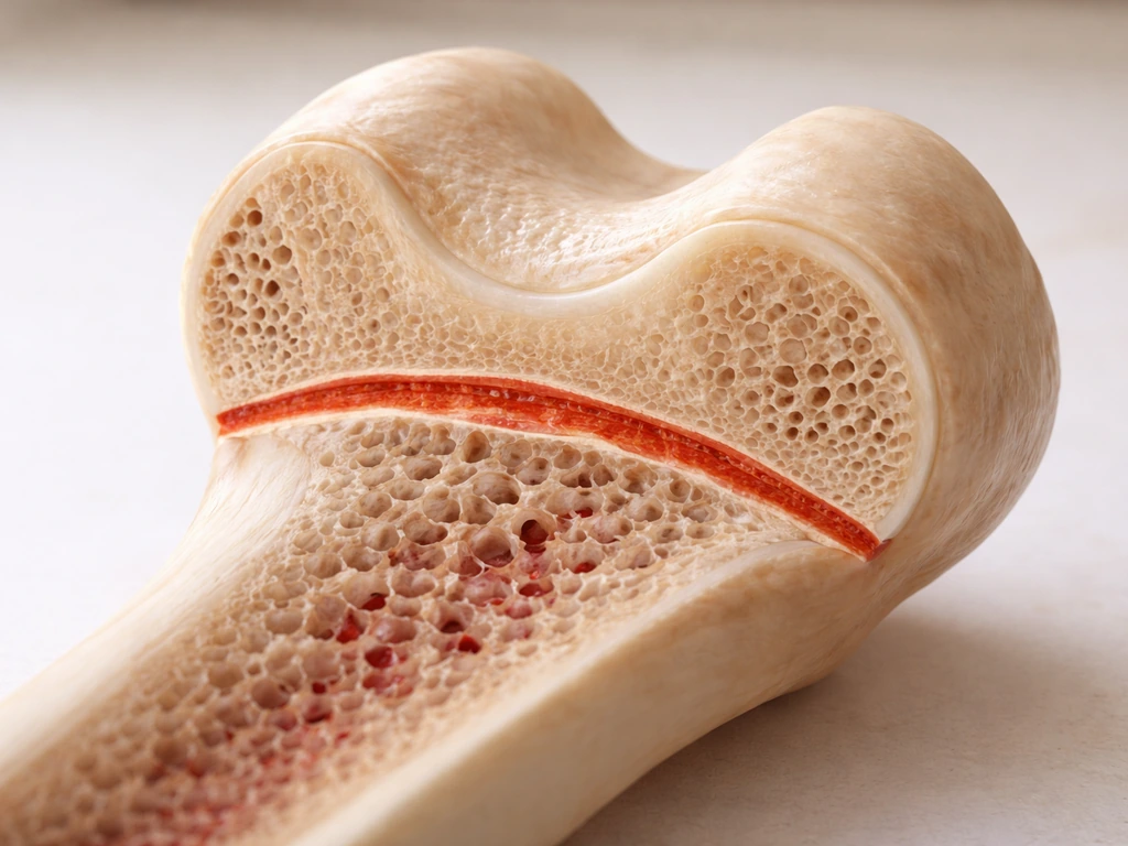 3D medical cross-section of a long bone showing the growth (epiphyseal) plate between cartilage layers.