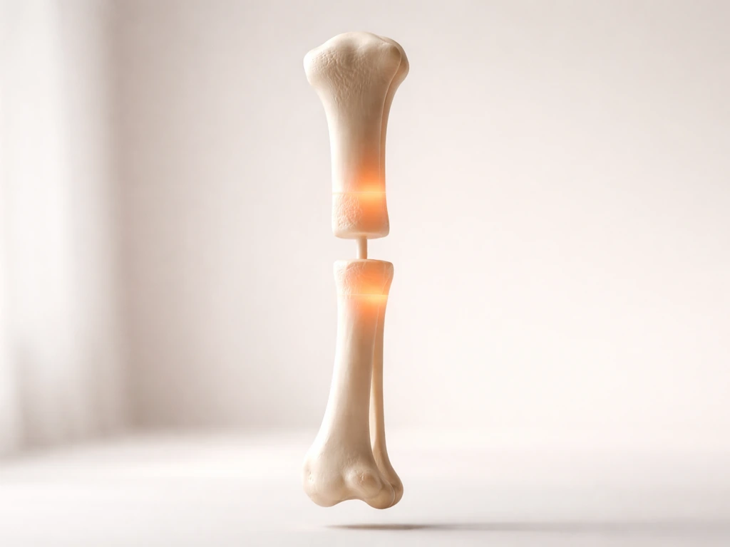 Minimal side view of an abstract long-bone model suggesting growth and growth plates.