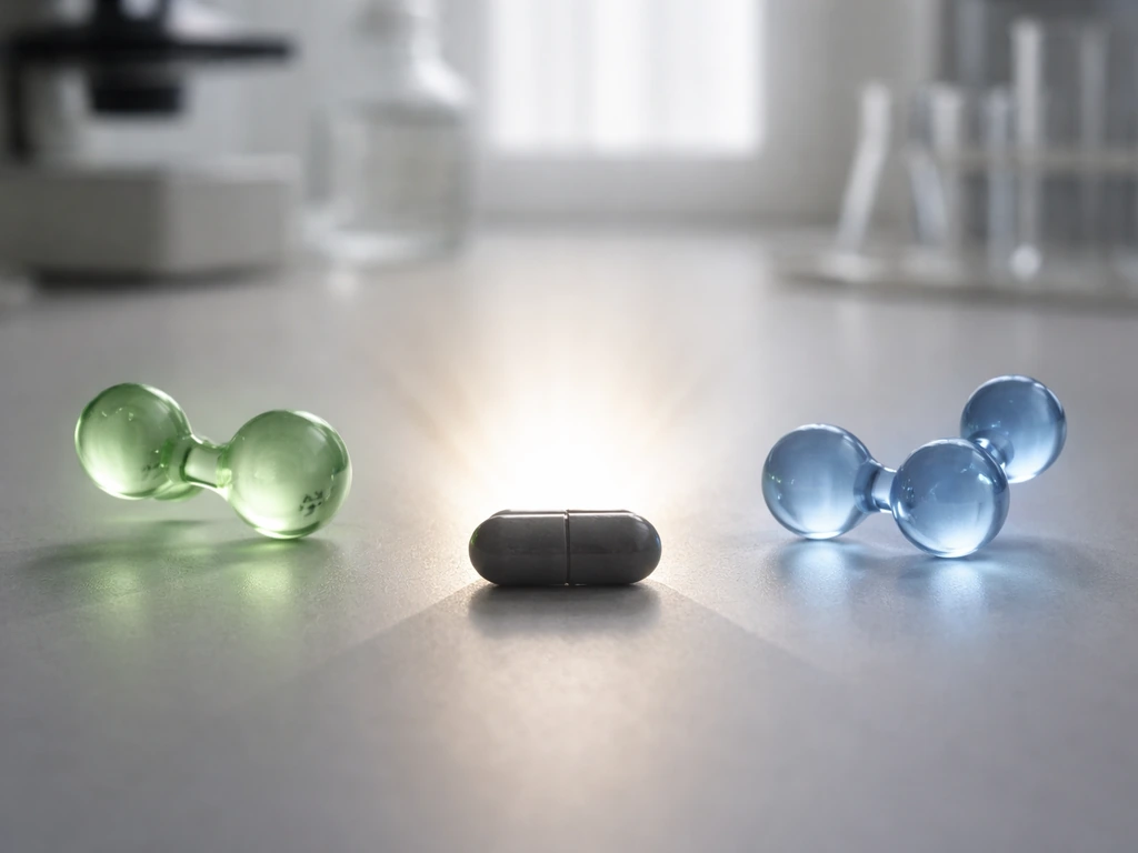 Minimal lab photo showing a glowing NO-like molecule, blocked PDE5-like stopper, and increased cGMP-like glow.