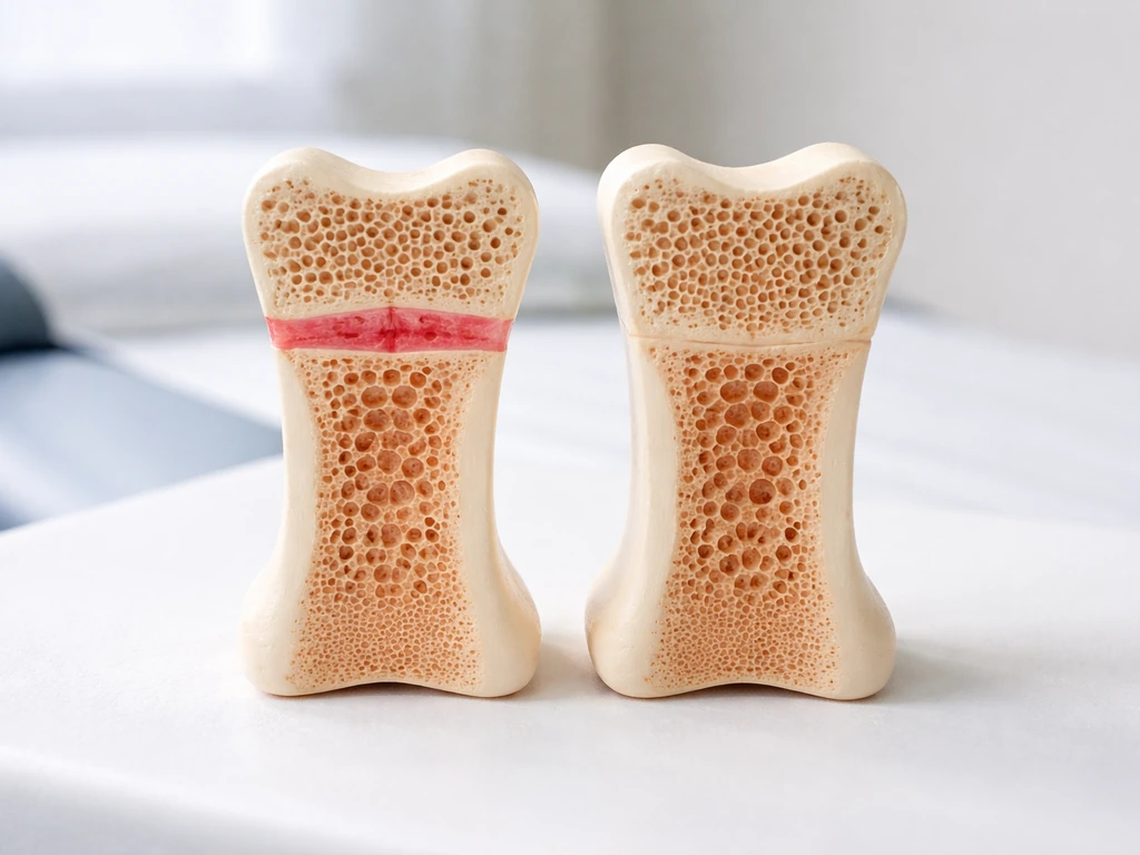 Close-up of two small side-by-side long-bone models showing open versus closed growth plates.