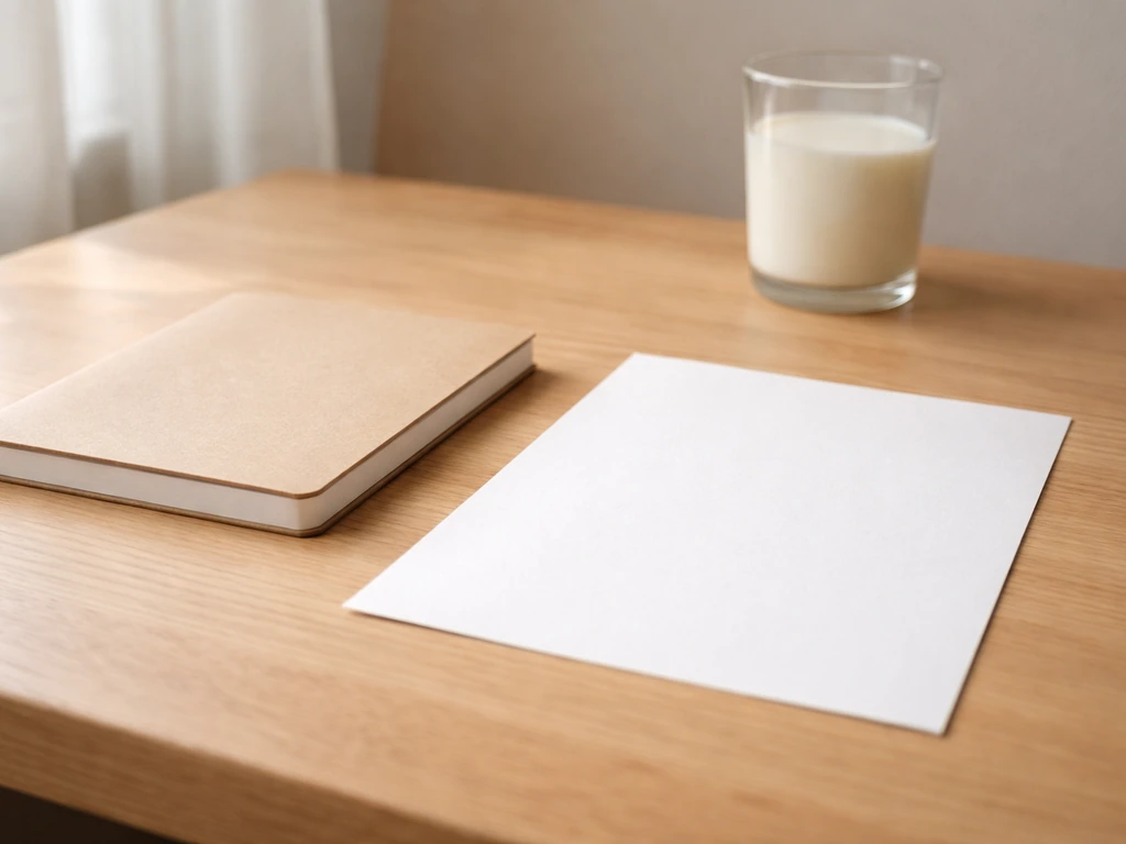 Minimal desk scene with a notebook and a blank page, symbolizing missing strong research evidence.