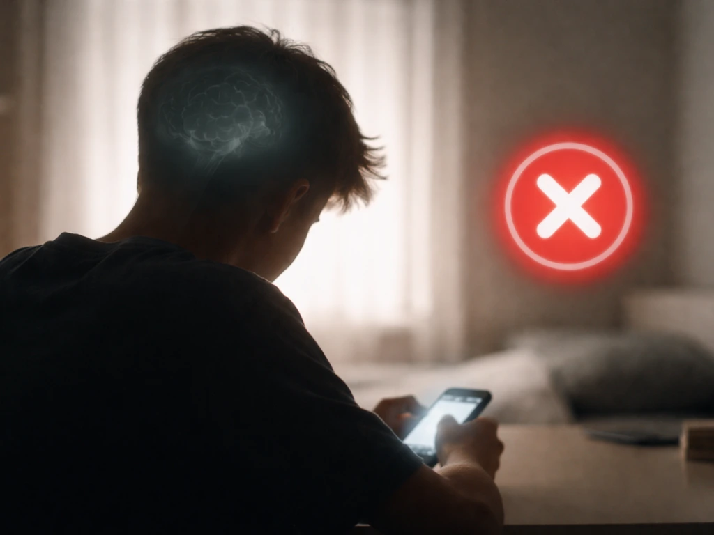 Teen silhouette at a desk with a caution red warning emblem implying THC risk to brain development