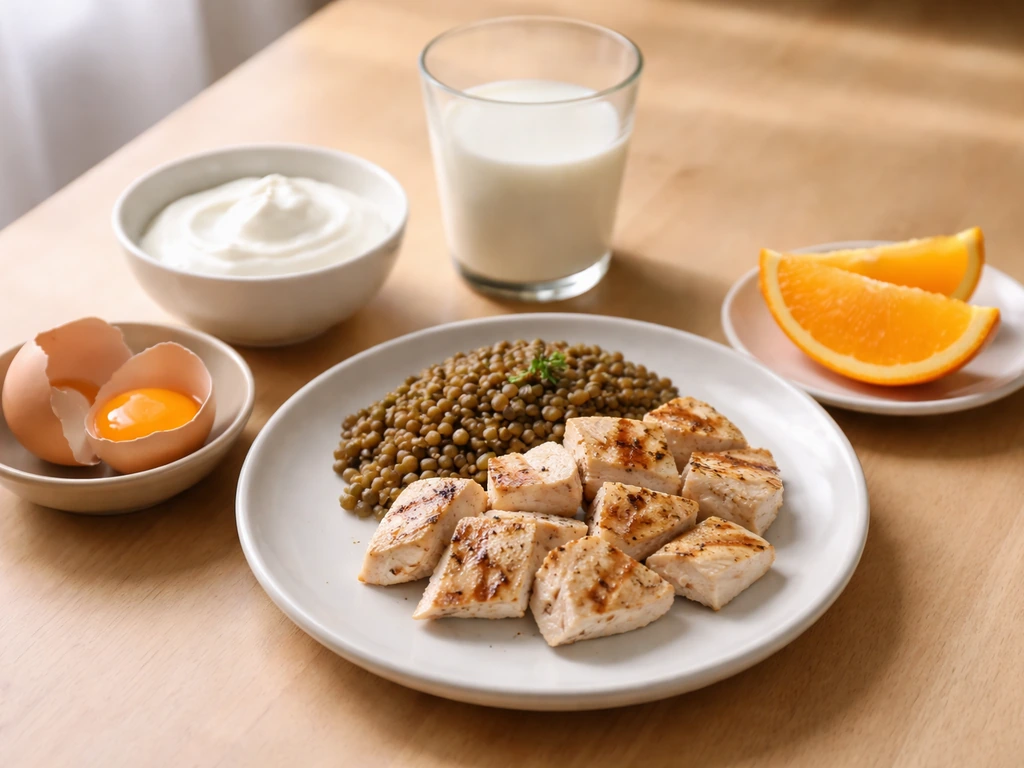 Minimal spread of protein foods and calcium-rich dairy with a glass of milk for bone health