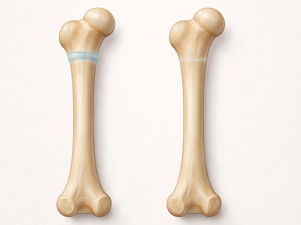 Two long bones showing open versus fused growth plates near the ends.