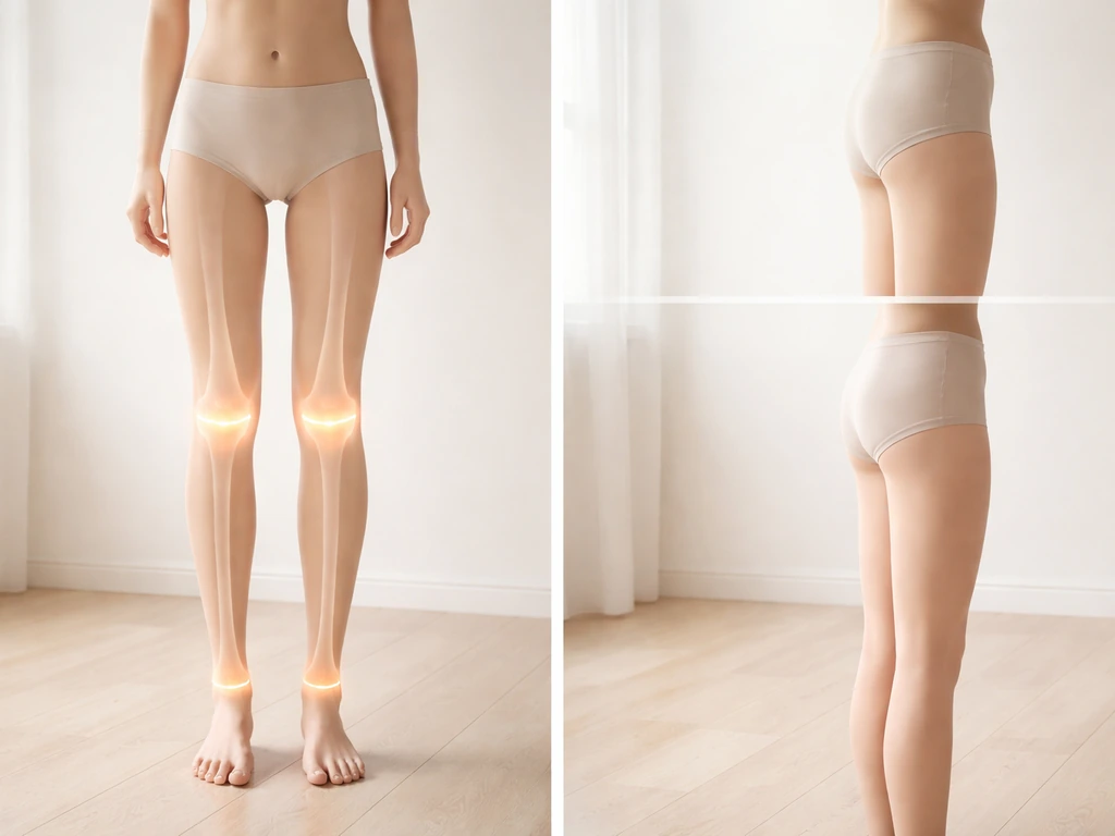Two-panel concept: open growth plates in legs vs corrected upright posture showing visible height gain