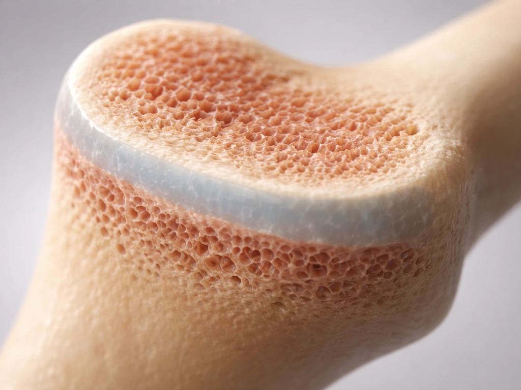 Close-up of a long bone end showing the cartilage growth plate where height increases.