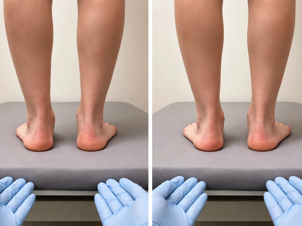 Two simple medical-style leg-length alignment images showing residual inequality and slight misalignment