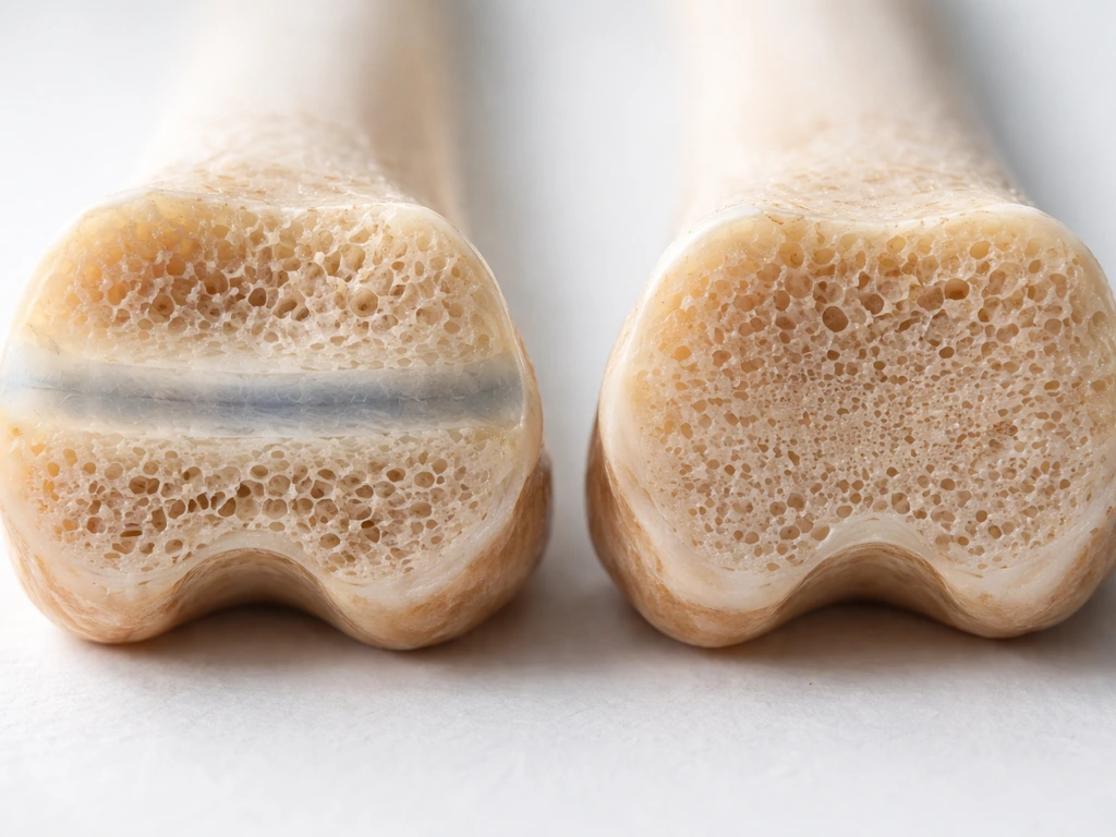Minimal photo showing long bone ends with cartilage growth plate and later closure timing concept