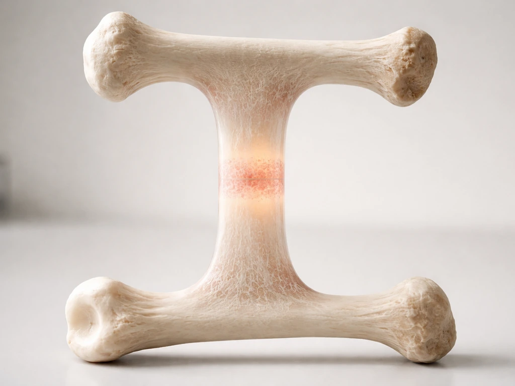 Minimal anatomical view of a femur and tibia with a visible growth plate zone for bone lengthening.