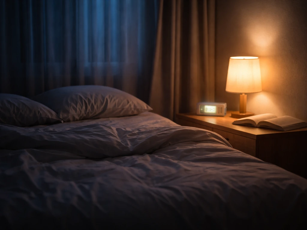 Teen’s bedroom at night with a glowing bedside clock and quiet, restful bed for sleep